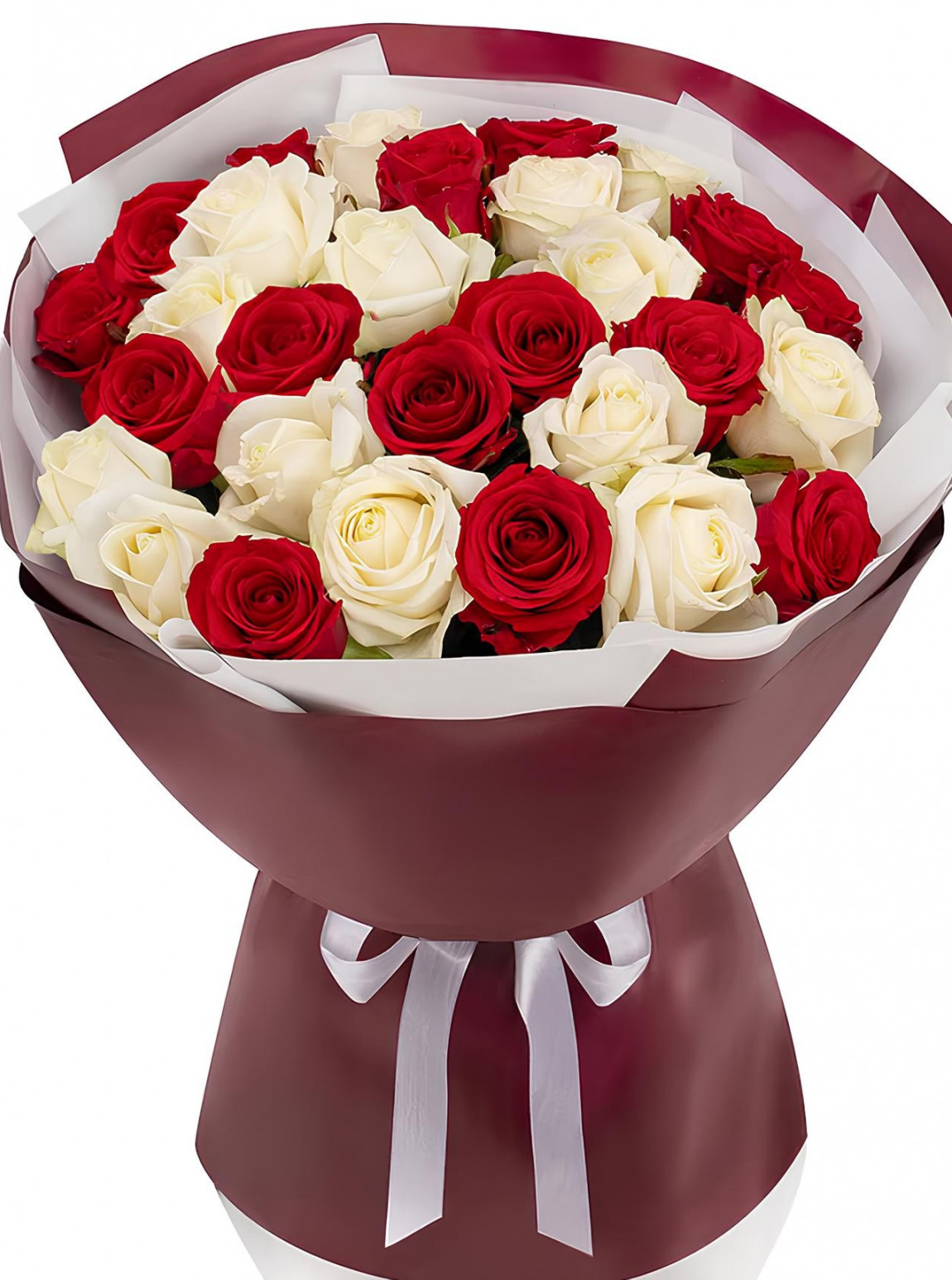 13 Beyaz 12 Kırmızı Gül Buketi